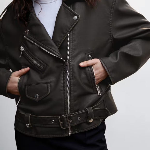 Distressed-effect biker jacket size M - Picture 1 of 9